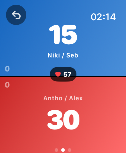 SmashScore sur Apple Watch — 15 à 30